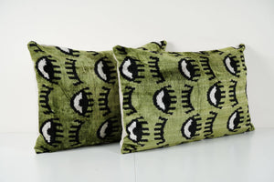 Silk Ikat Velvet Pillow Cover Set of 2 | 16'' x 24''