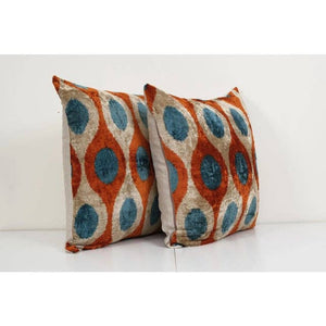 Silk Ikat Velvet Pillow Cover Set of 2 | 24'' x 24''