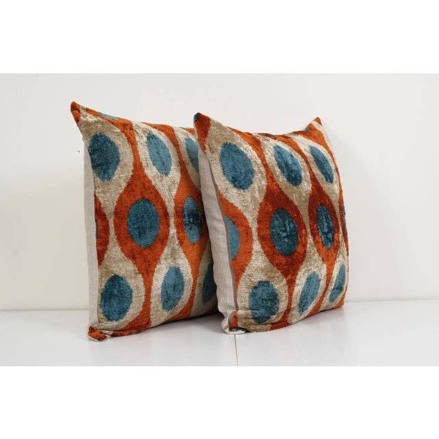 Silk Ikat Velvet Pillow Cover Set of 2 | 24'' x 24''