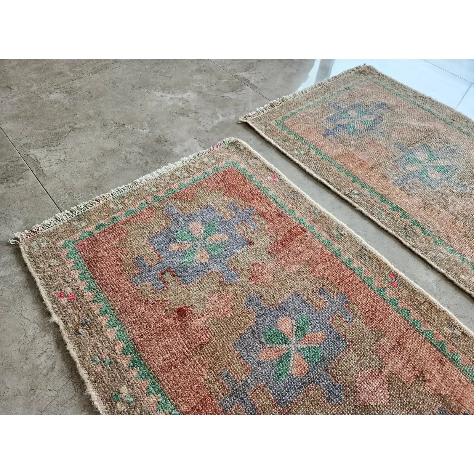Vintage Turkish Yastik Rug Set of 2 | 1'8'' x 2'7'' & 1'8'' x 2'9''