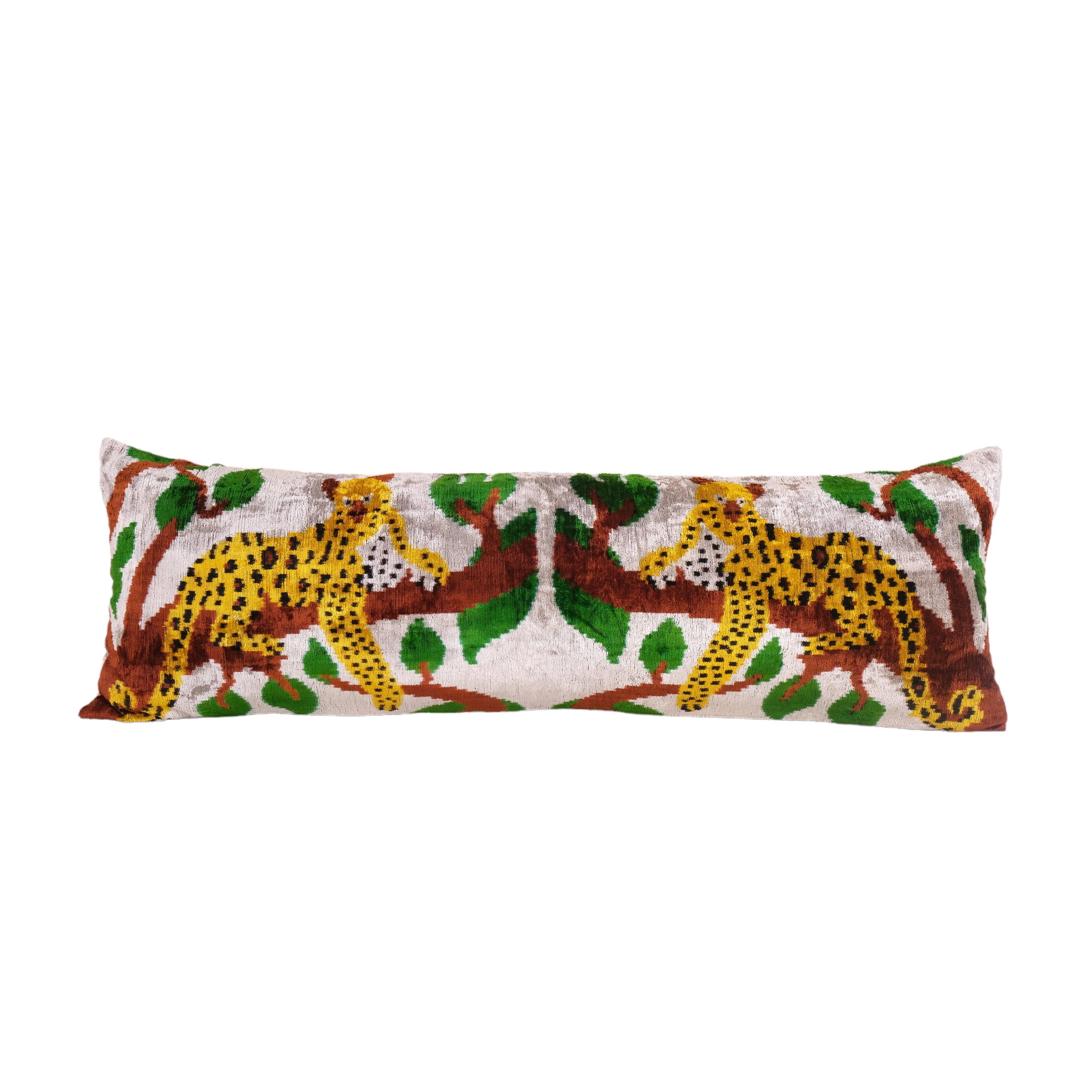Tiger Silk Ikat Velvet Pillow Cover | 15'' x 45''