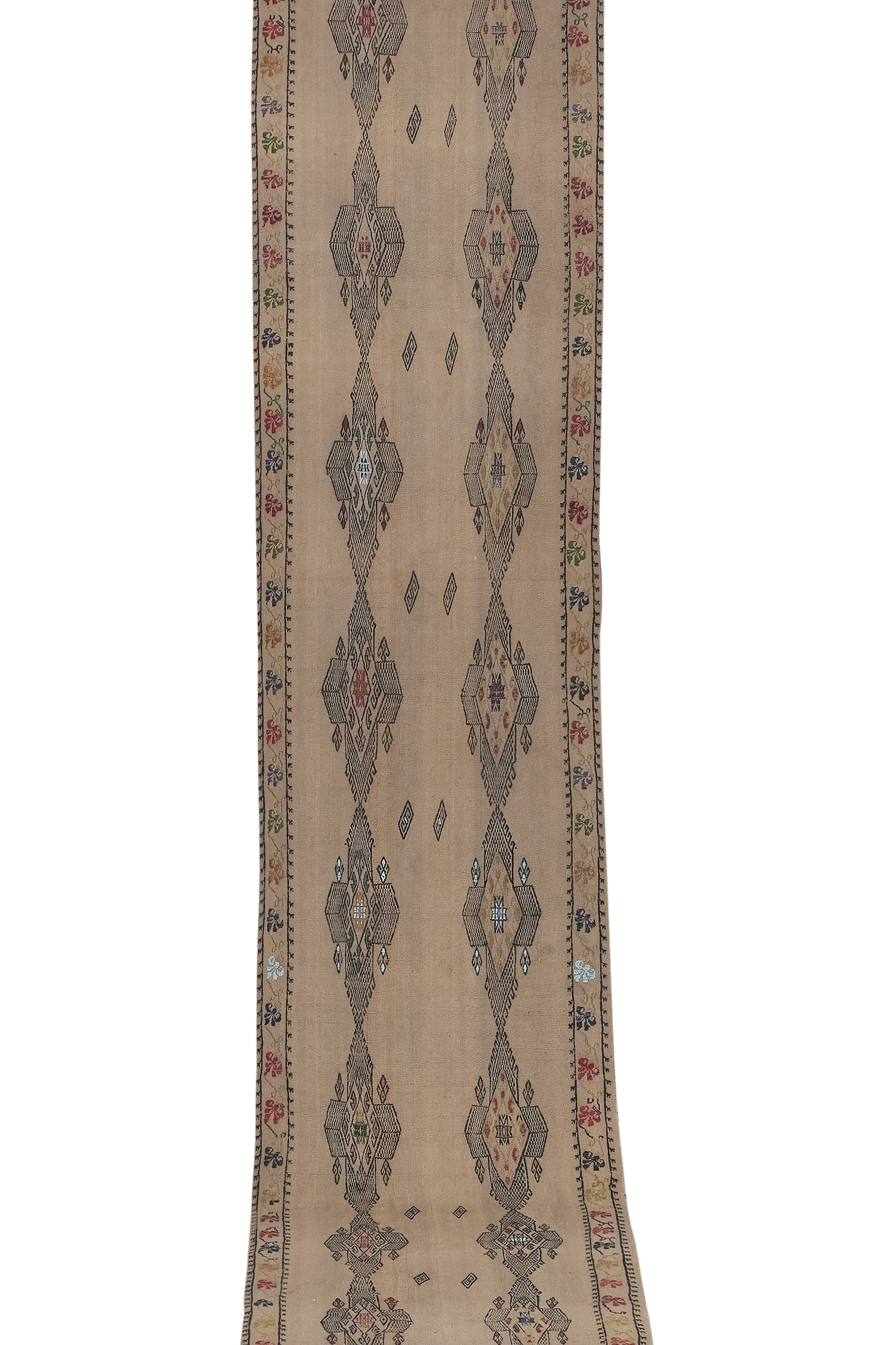 Vintage Turkish Kilim Runner 2'7'' x 13'4''