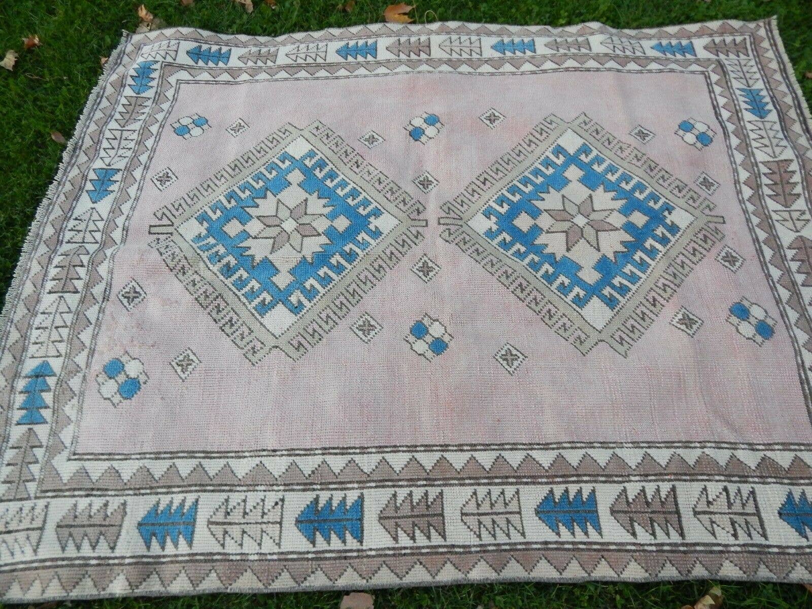Vintage Turkish Kars Oushak Rug 5'1'' x 6'3''