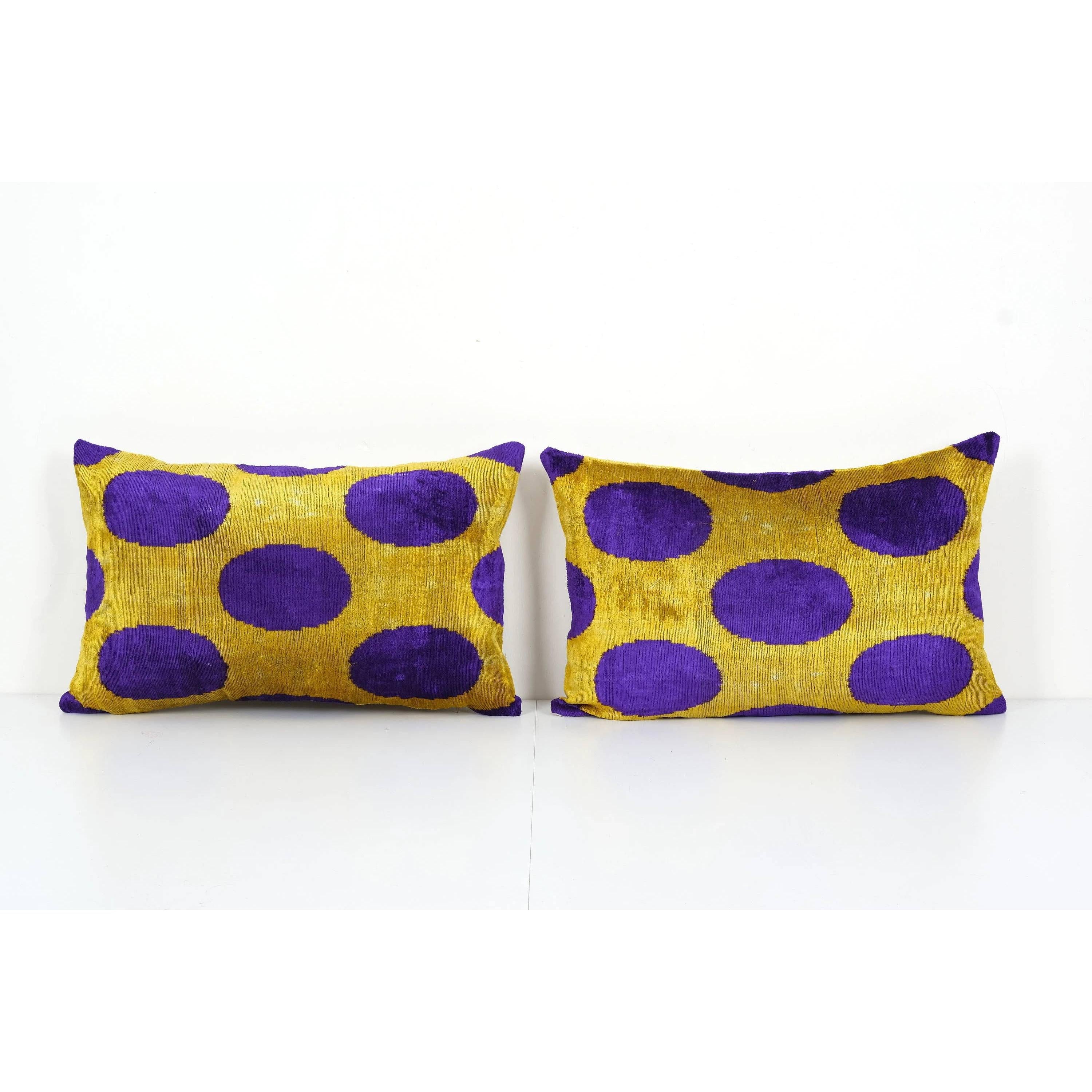 Silk Ikat Velvet Pillow Cover Set of 2 | 16'' x 24''