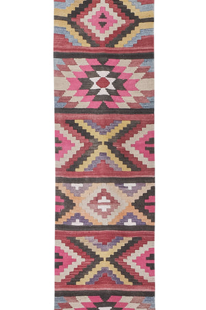 Vintage Turkish Kilim Runner 2'6'' x 24'3''