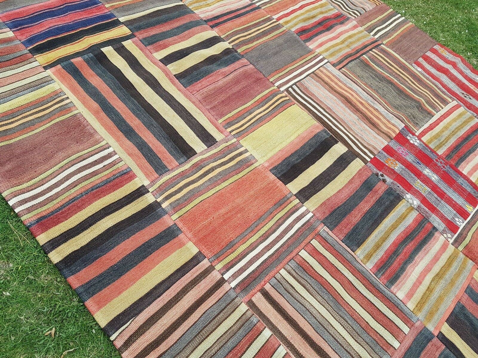 Vintage Turkish Patchwork Kilim Rug 7'1'' x 9'10''