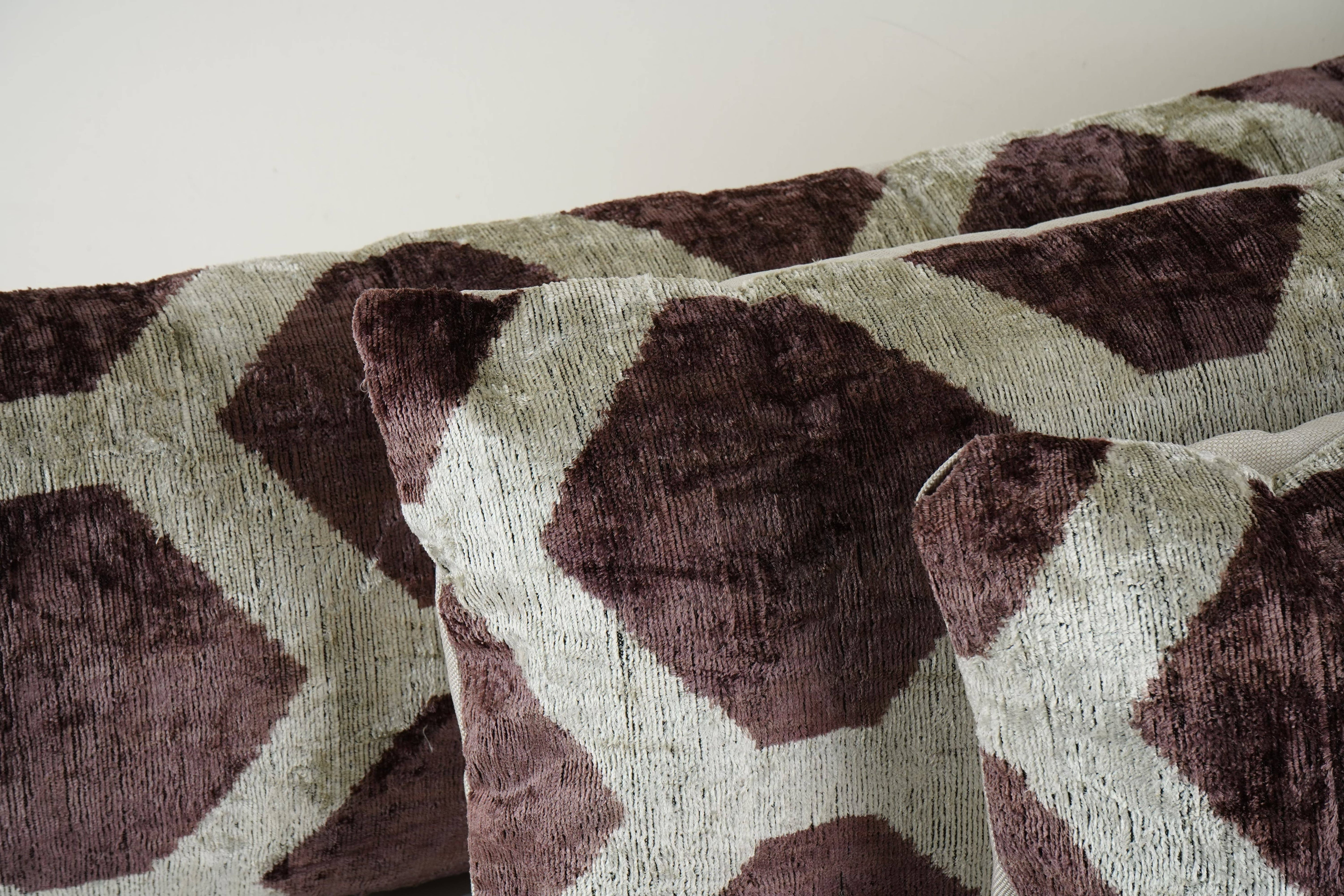 Silk Ikat Velvet Pillow Cover Set of 3 | 16'' x 24''