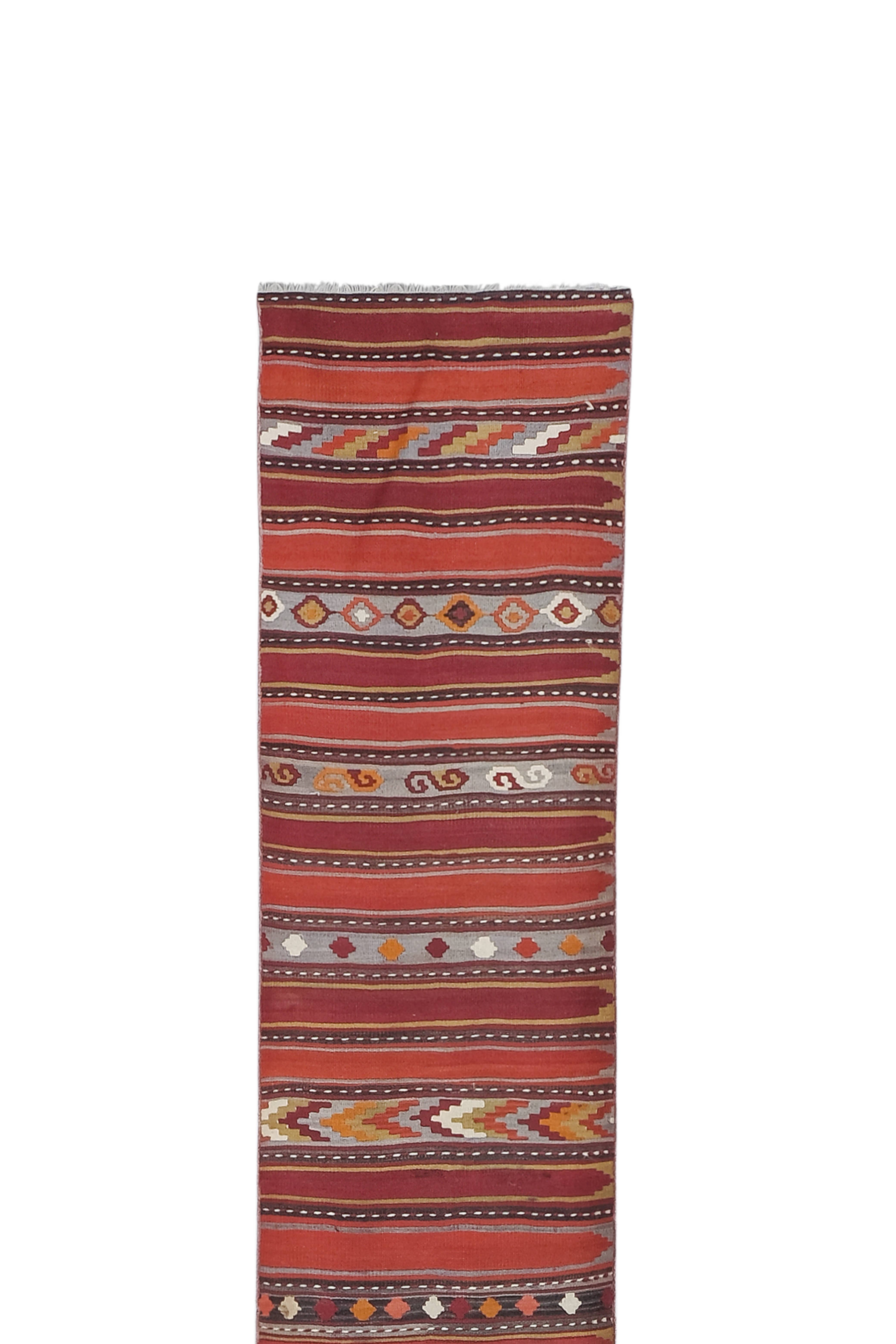 Vintage Turkish Kilim Runner 2'5'' x 22'6''