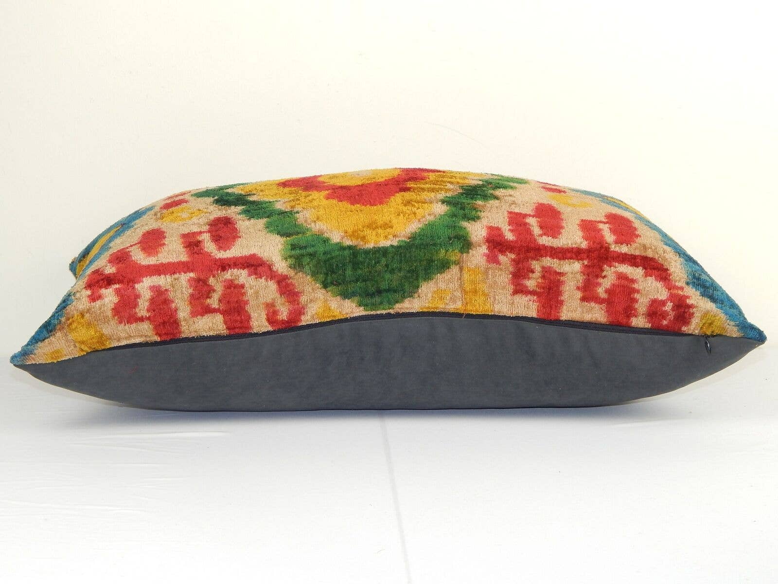 Silk Ikat Patchwork Velvet Pillow Cover | 16'' x 26''