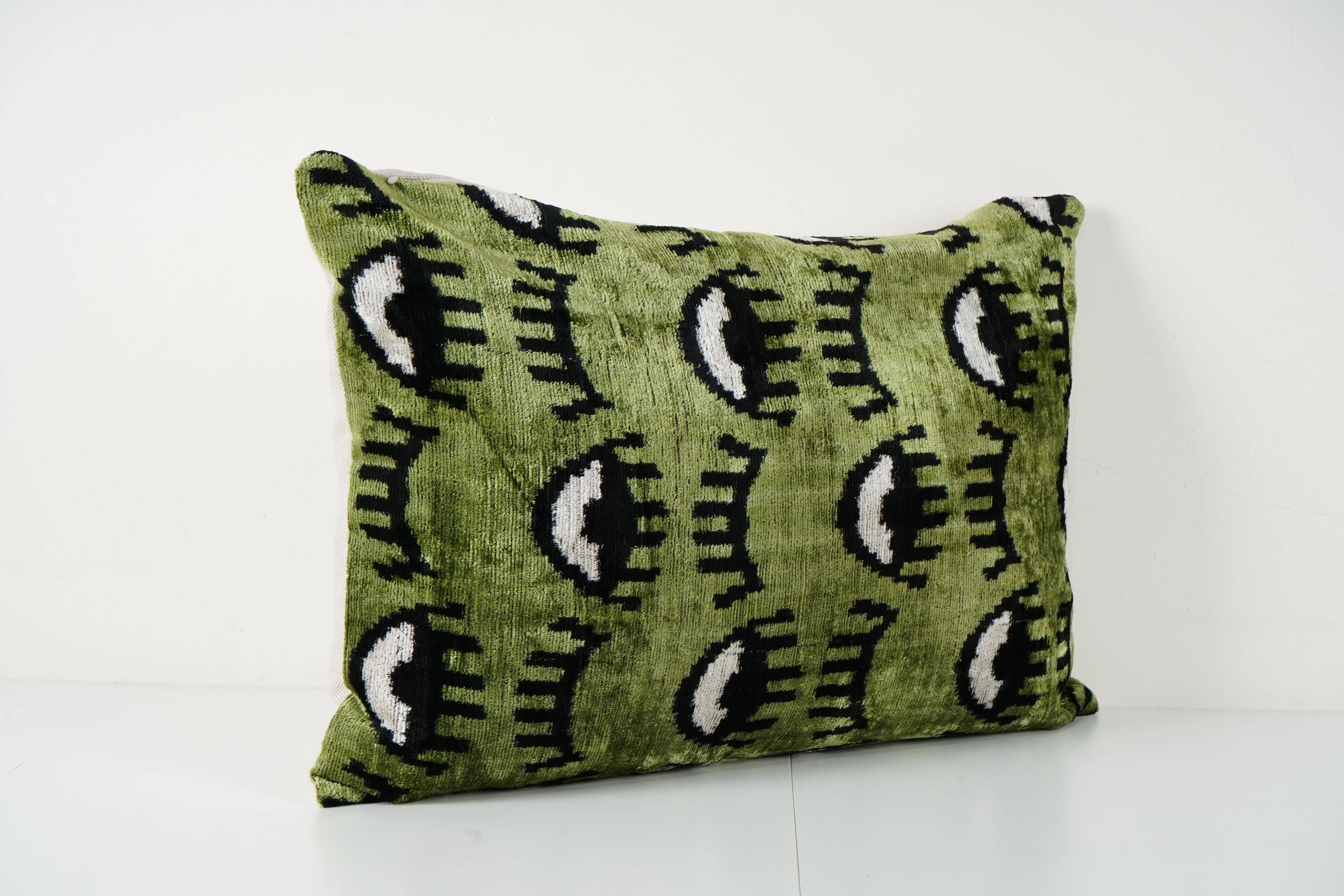Silk Ikat Velvet Pillow Cover | 16'' x 24''