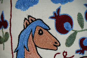 Horse Suzani Pillow Cover | 17'' x 19''