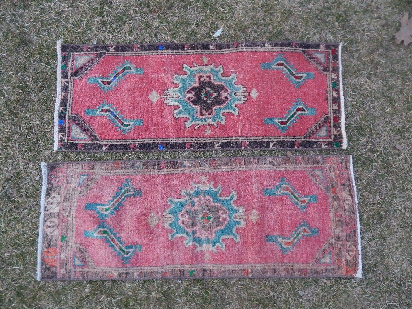 Vintage Turkish Yastik Rugs Set of 2 | 17'' x 44''