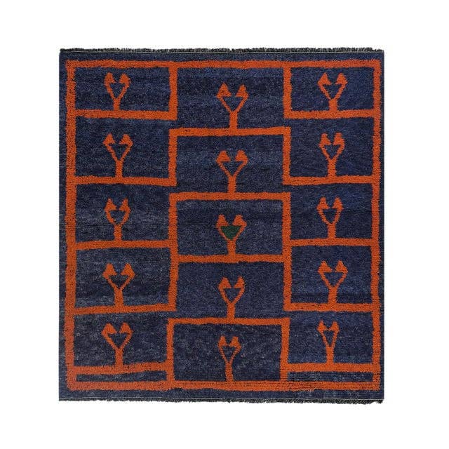Vintage Turkish Shaggy Rug 6' x 6'2''