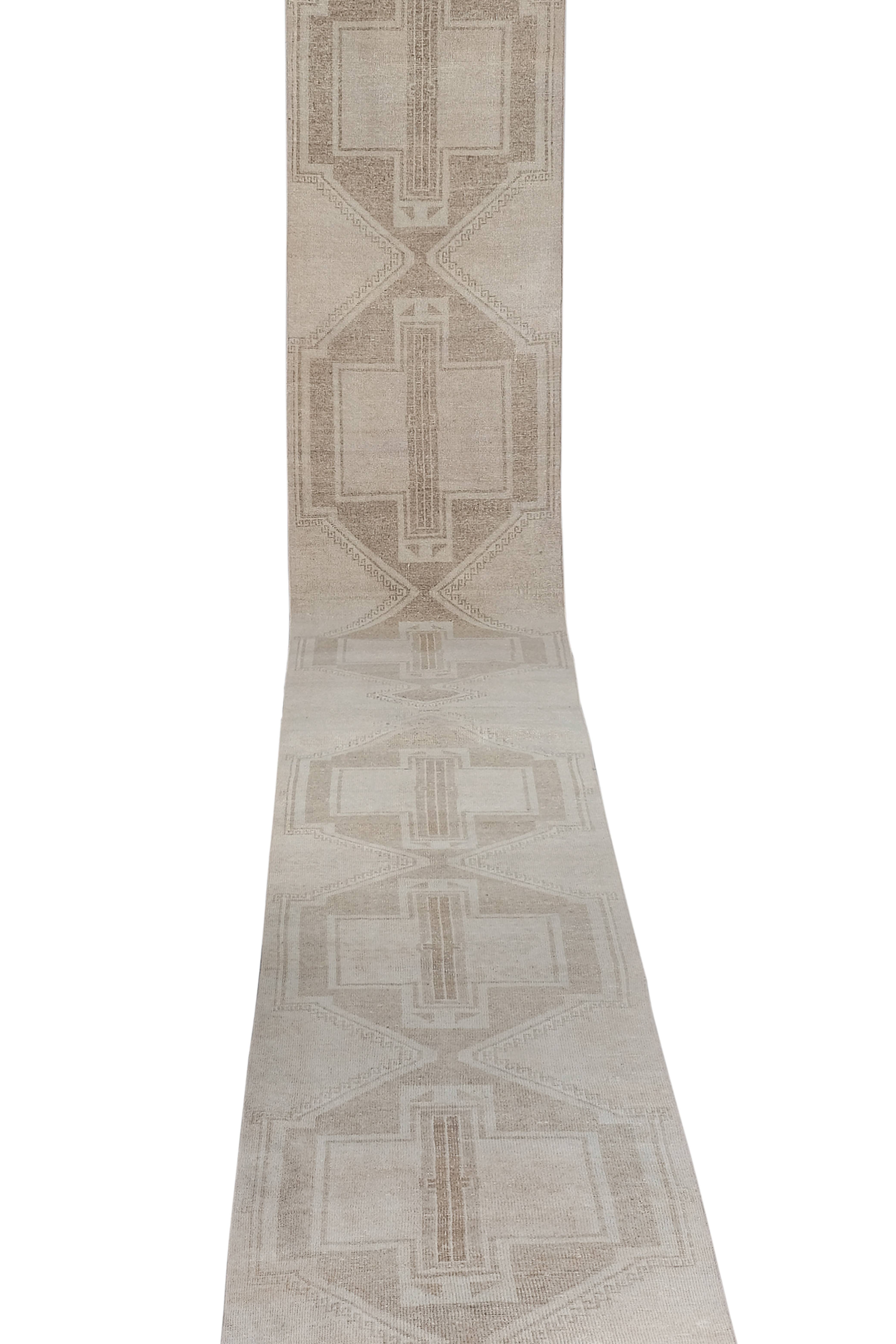 Vintage Kurdish Runner Rug 3'3'' x 28'1''