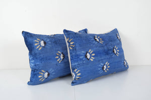 Silk Ikat Velvet Pillow Cover Set of 2 | 16'' x 24''