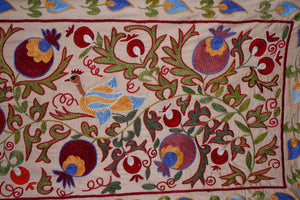 Bird Silk Suzani Wall Hanging & Bedspread | 1'8'' x 6'3''