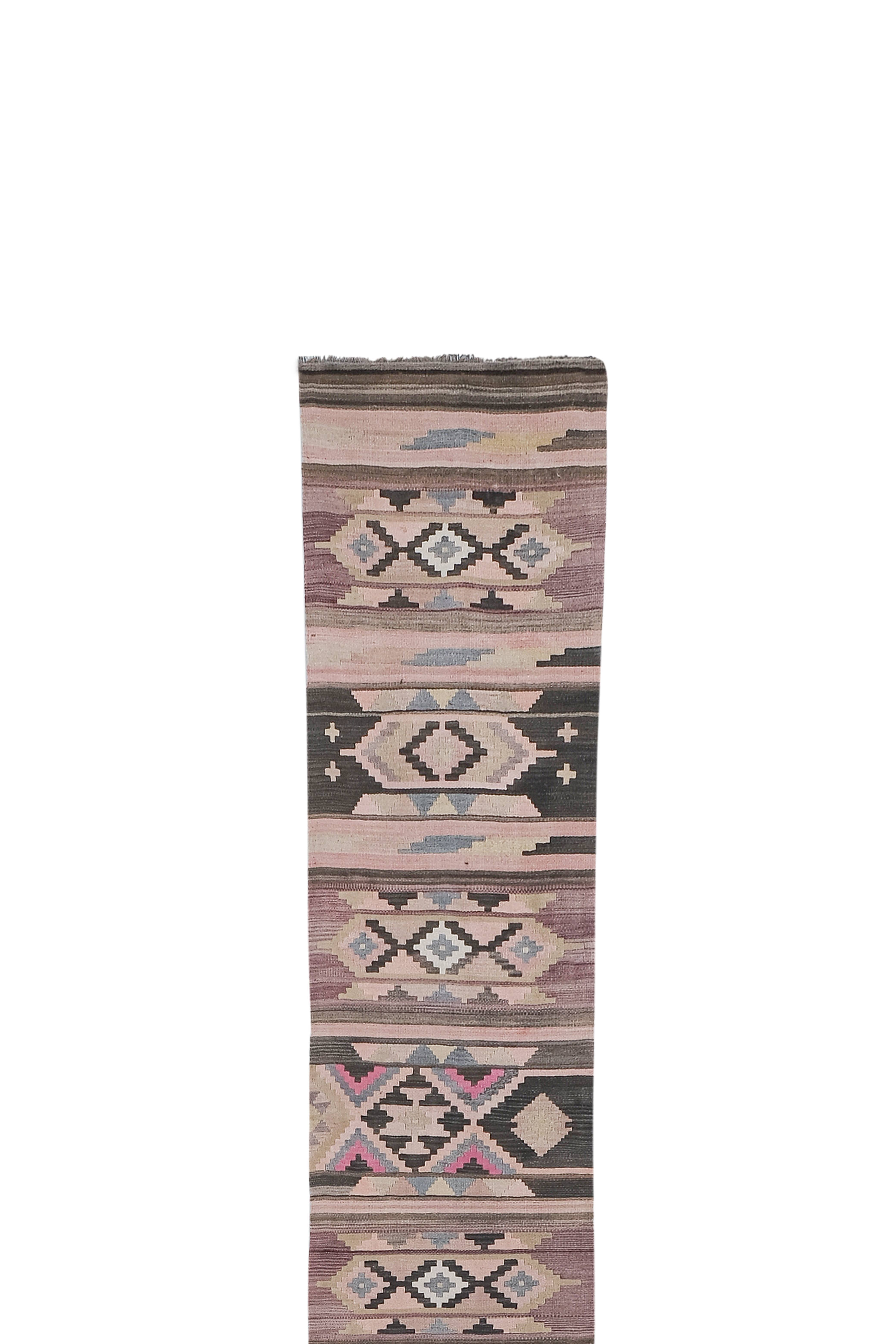 Vintage Turkish Kilim Runner 2'8'' x 24'8''