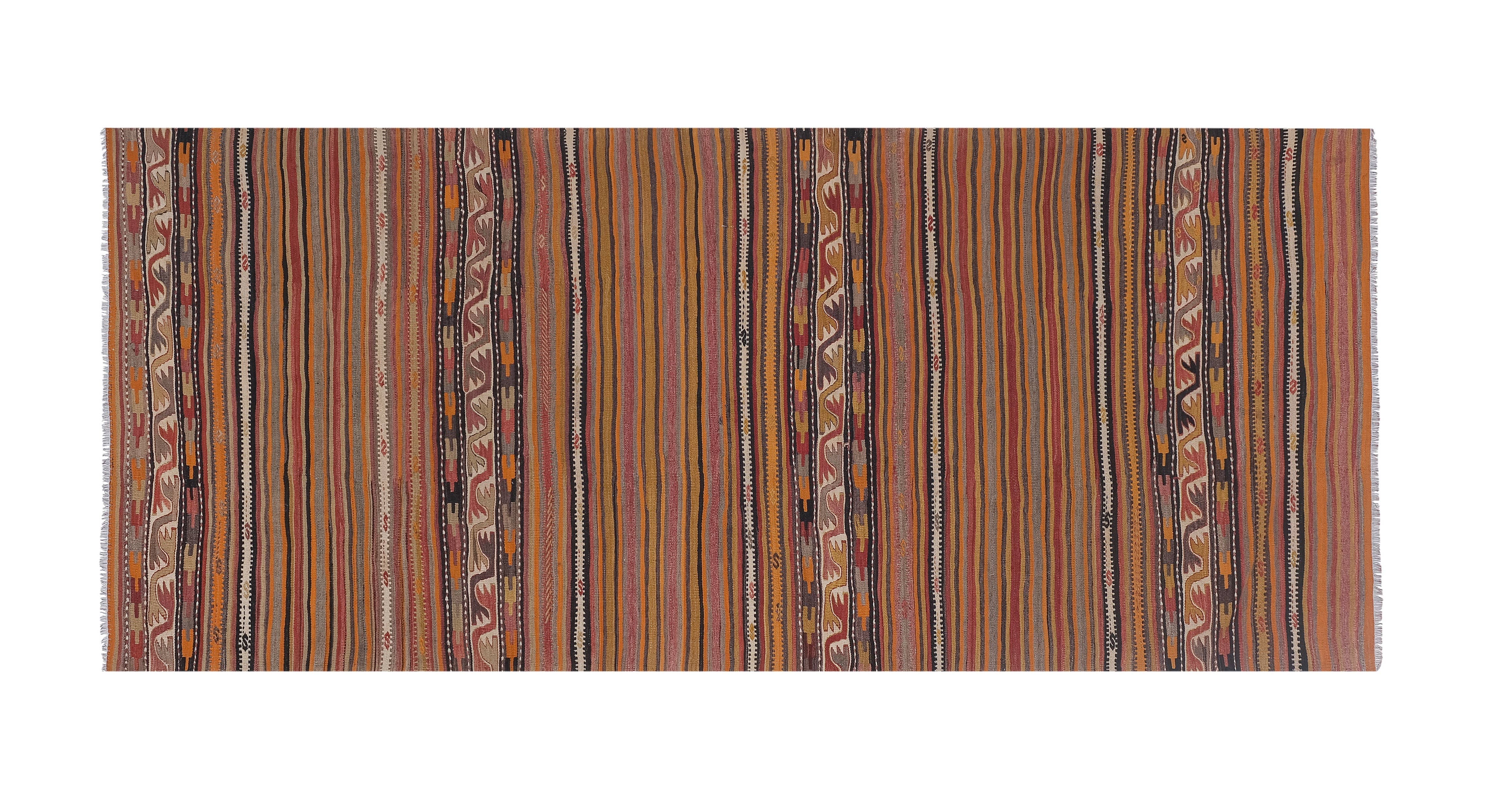 Vintage Turkish Kilim Rug 5'5'' x 12'1''