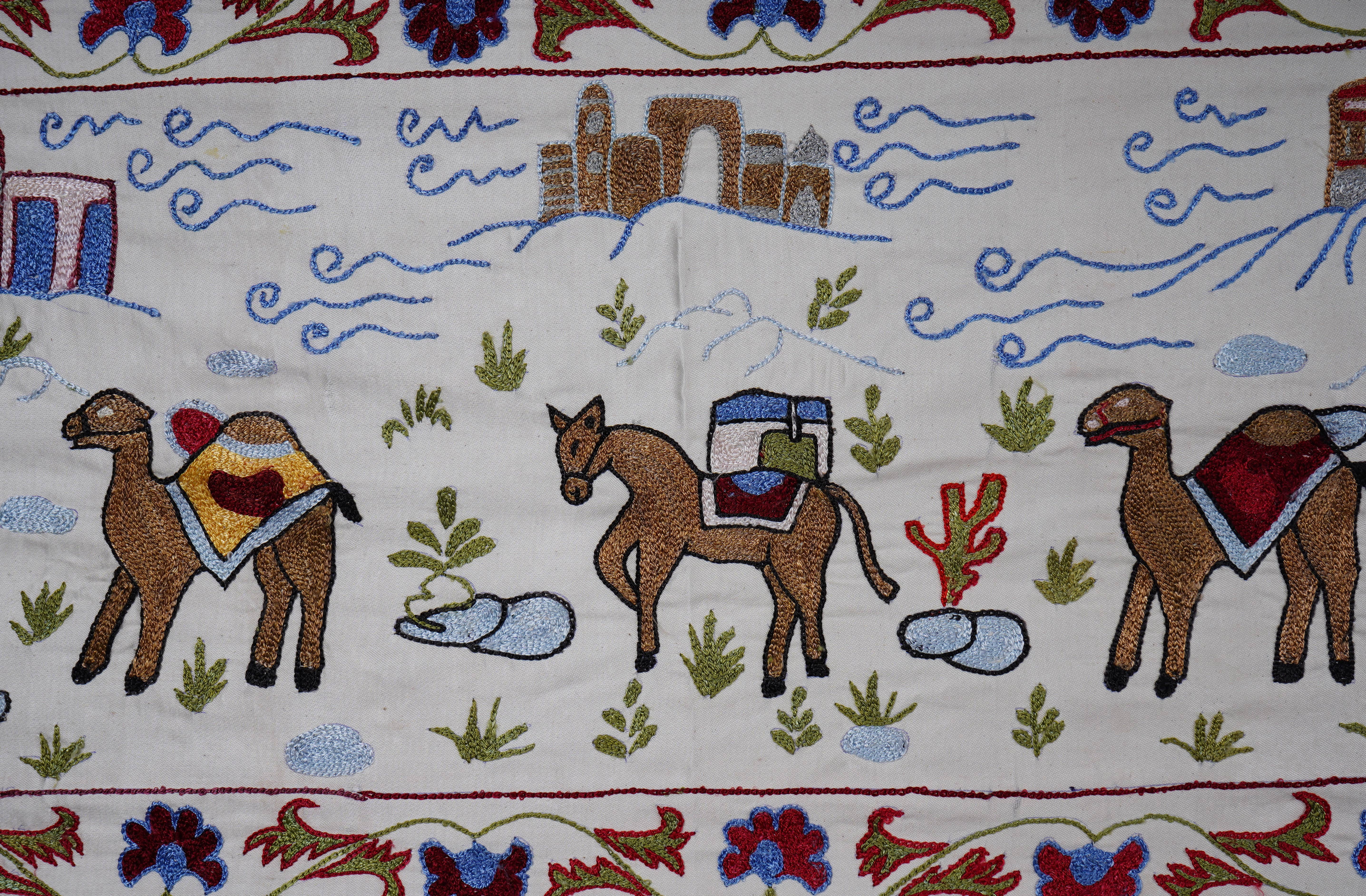 Hand-Embroidered Suzani Table Runner 1'8'' x 6'3''