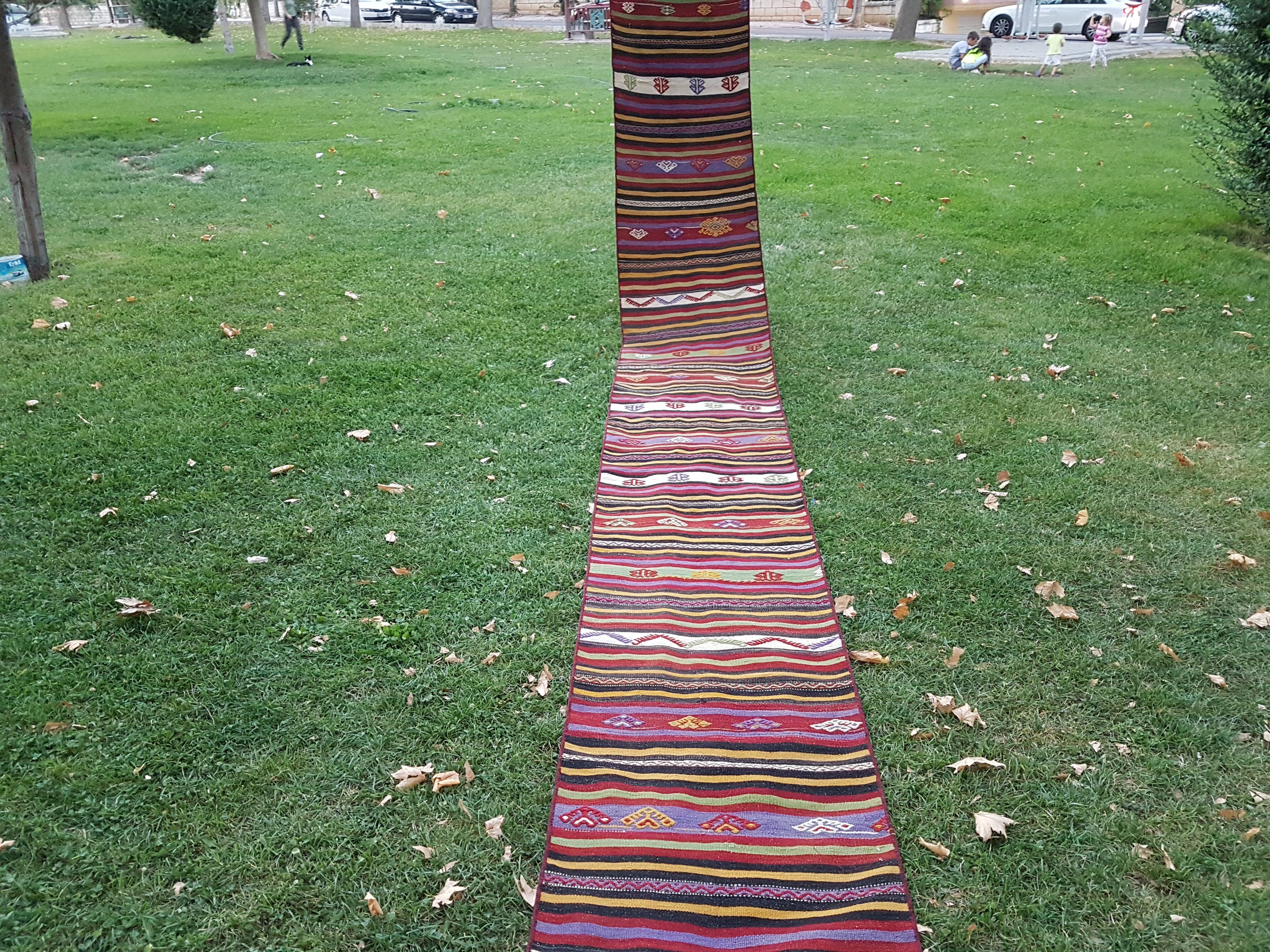 Vintage Turkish Kilim Runner 2'1'' x 20'11''