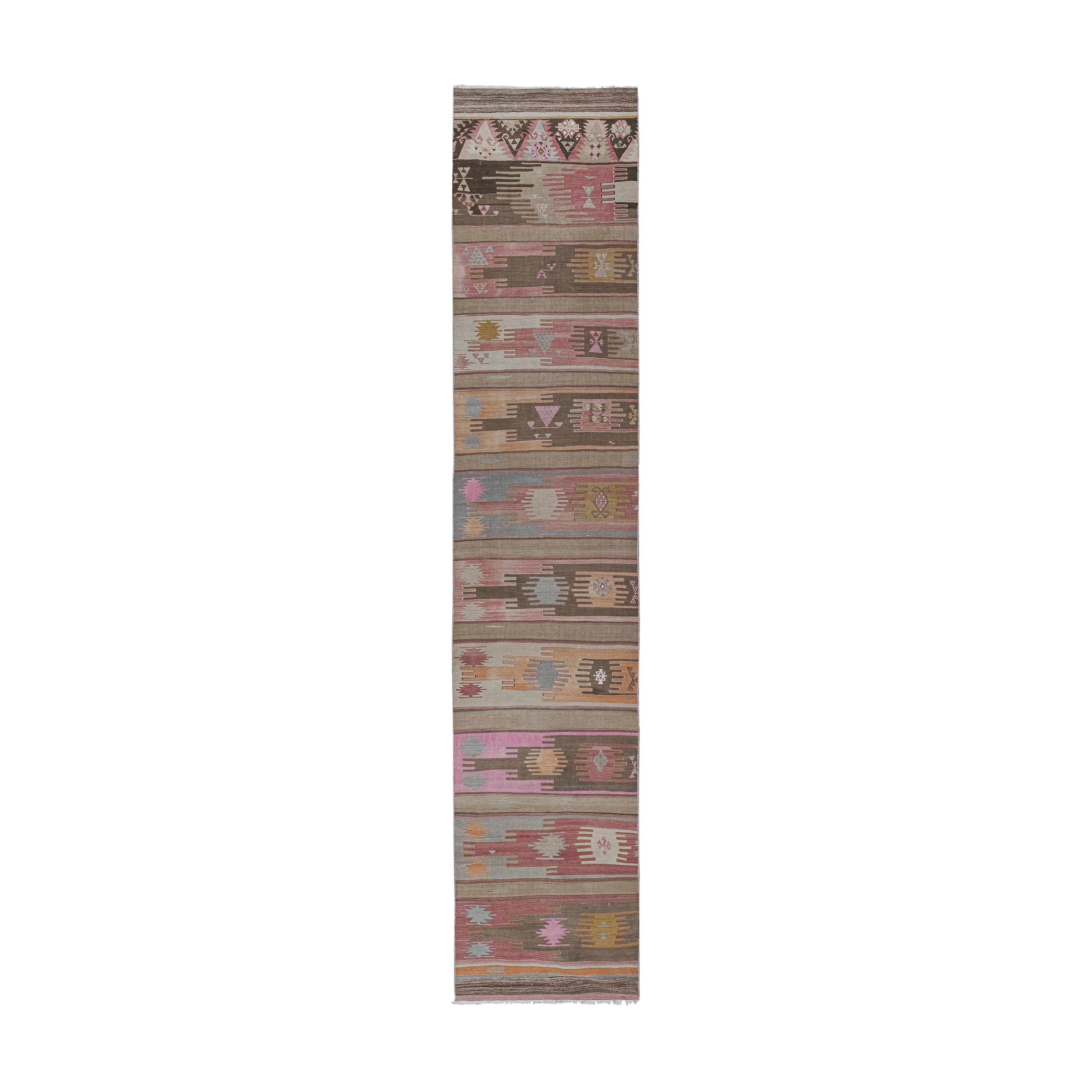 Vintage Sivas Kilim Runner 2'8'' x 12'6''