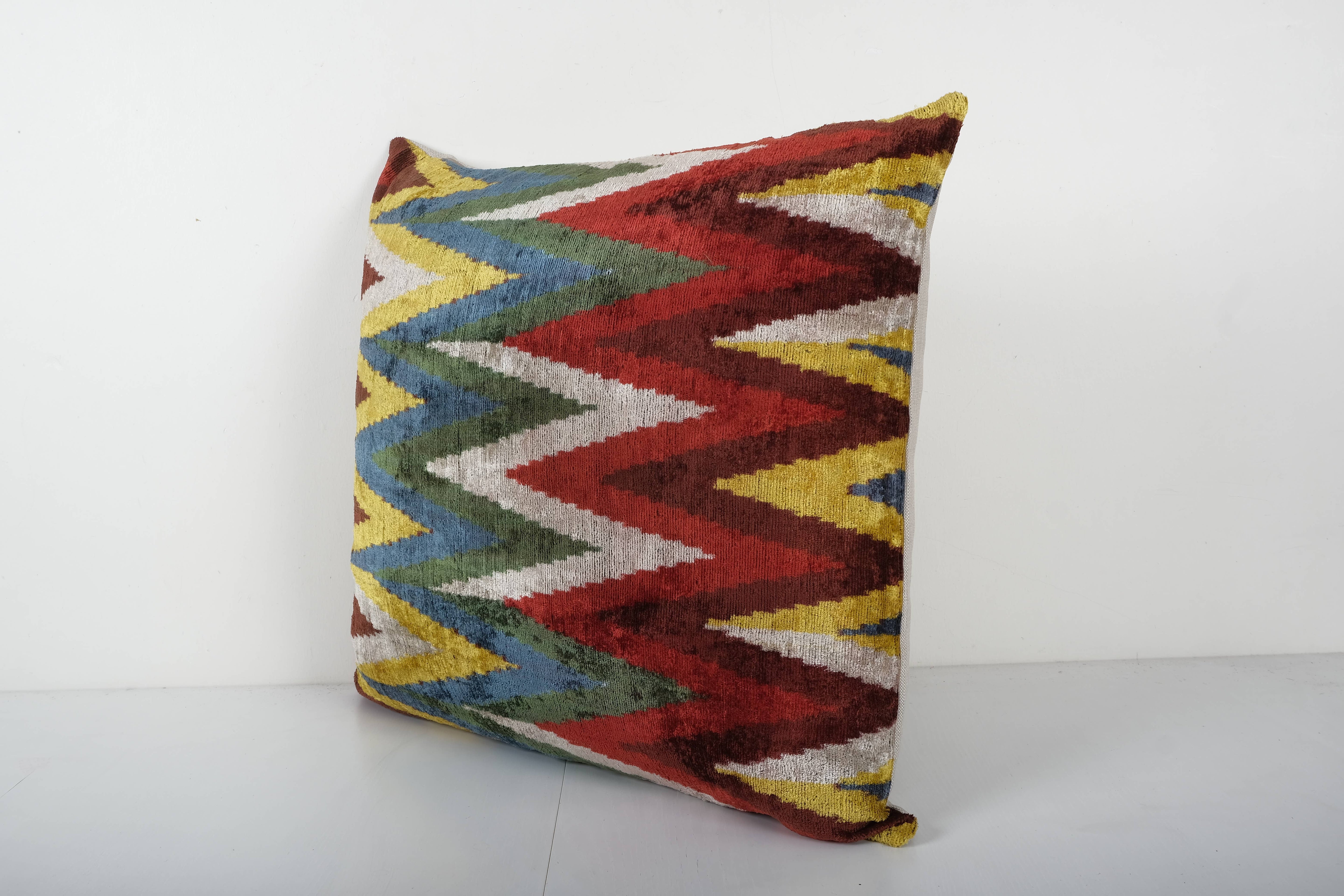 Silk Ikat Velvet Pillow Cover | 26'' x 26''