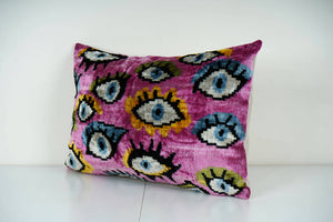 Silk Ikat Velvet Pillow Cover Set of 2 | 16'' x 24''