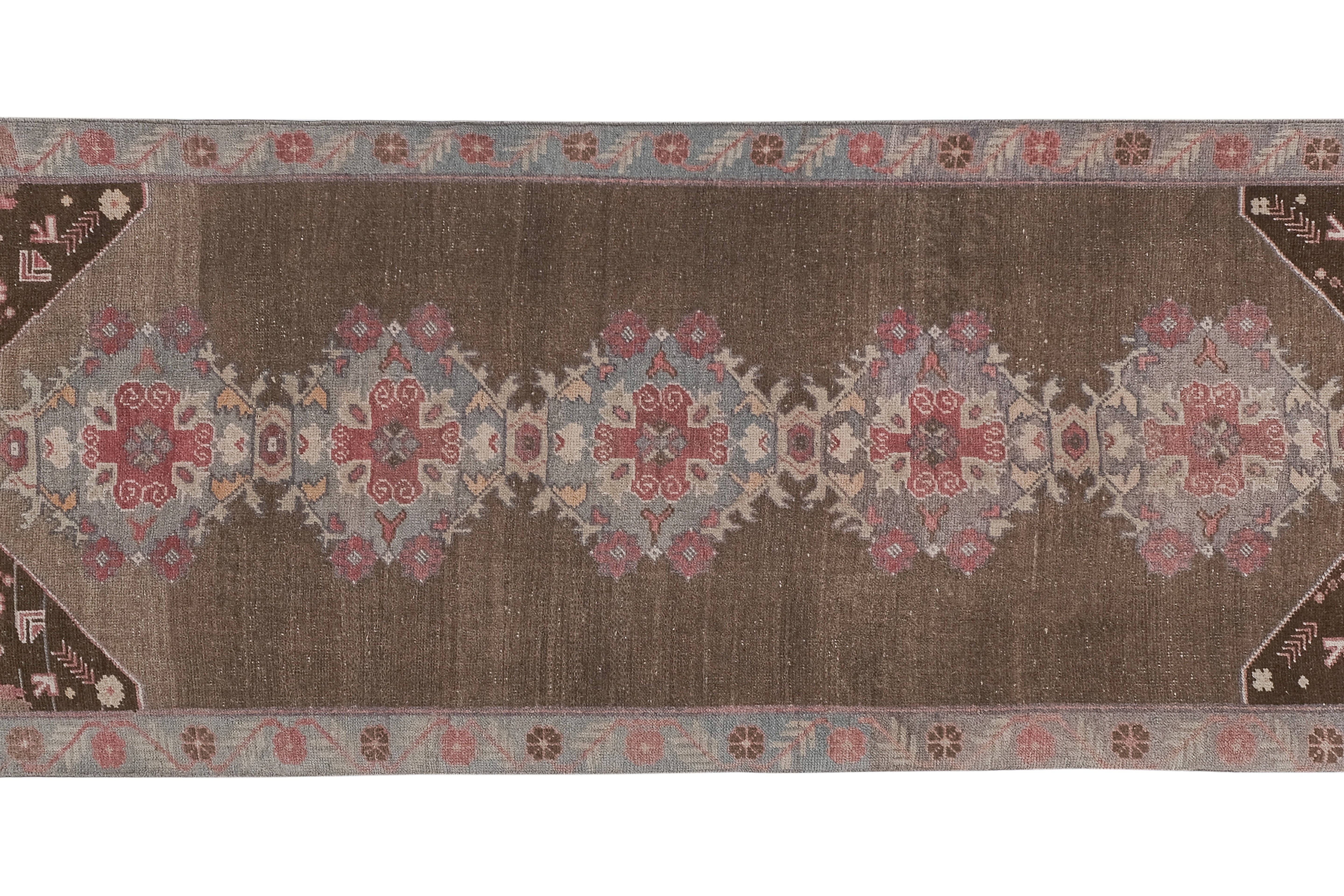Vintage Turkish Karapinar Runner Rug 3'8'' x 8'11''