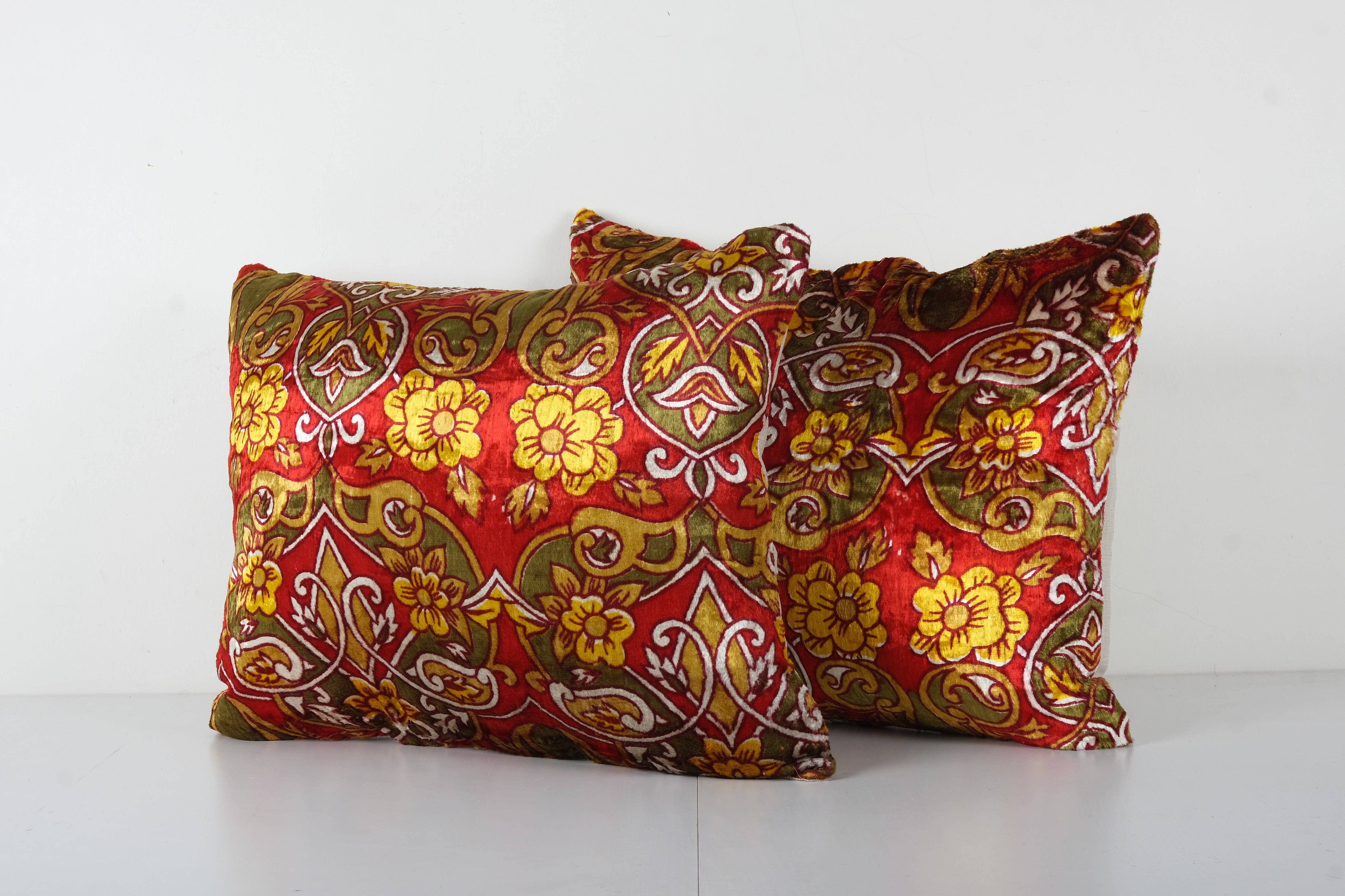 Silk Ikat Velvet Pillow Cover Set of 2 | 18'' x 22''