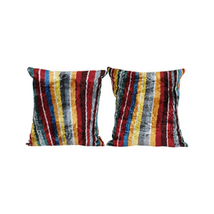 Silk Ikat Velvet Pillow Cover Set of 2 | 22'' x 23''