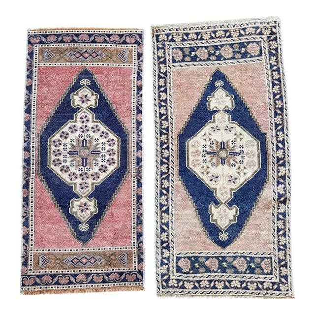 Vintage Turkish Yastik Rugs Set of 2 | 19'' x 42''