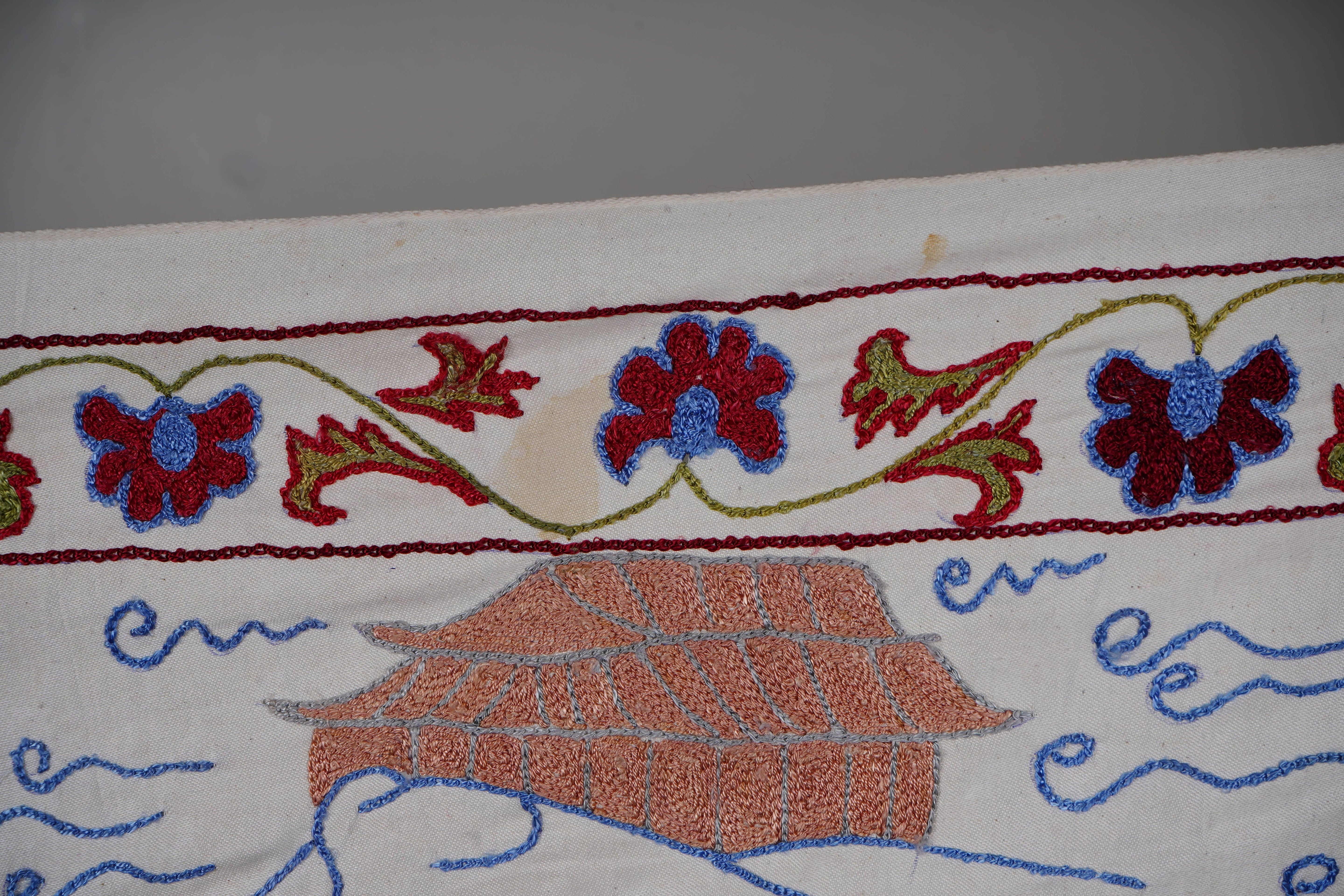 Hand-Embroidered Suzani Table Runner 1'8'' x 6'3''