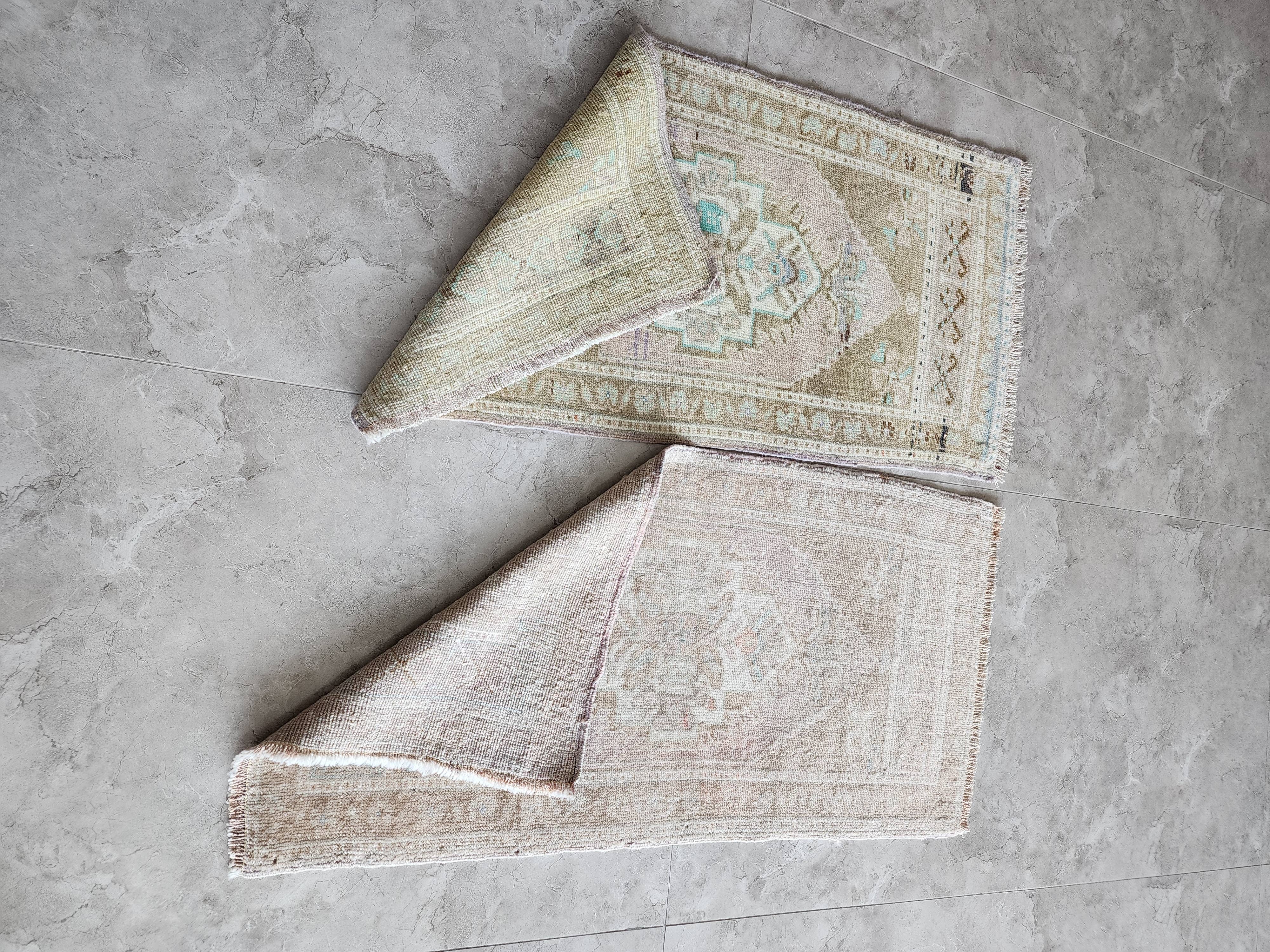 Vintage Turkish Yastik Rugs Set of 2 | 20'' x 39''