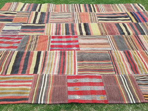 Vintage Turkish Patchwork Kilim Rug 7'1'' x 9'10''
