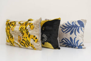 Silk Ikat Velvet Pillow Cover Set of 3 | 16'' x 24''