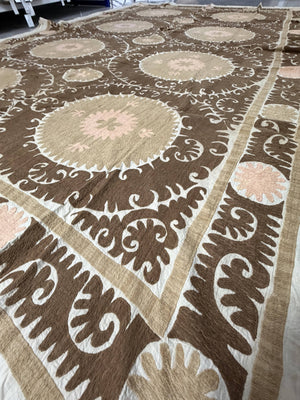 Hand-Embroidered Suzani Wall Hanging & Bedspread 7'5'' x 12'2''