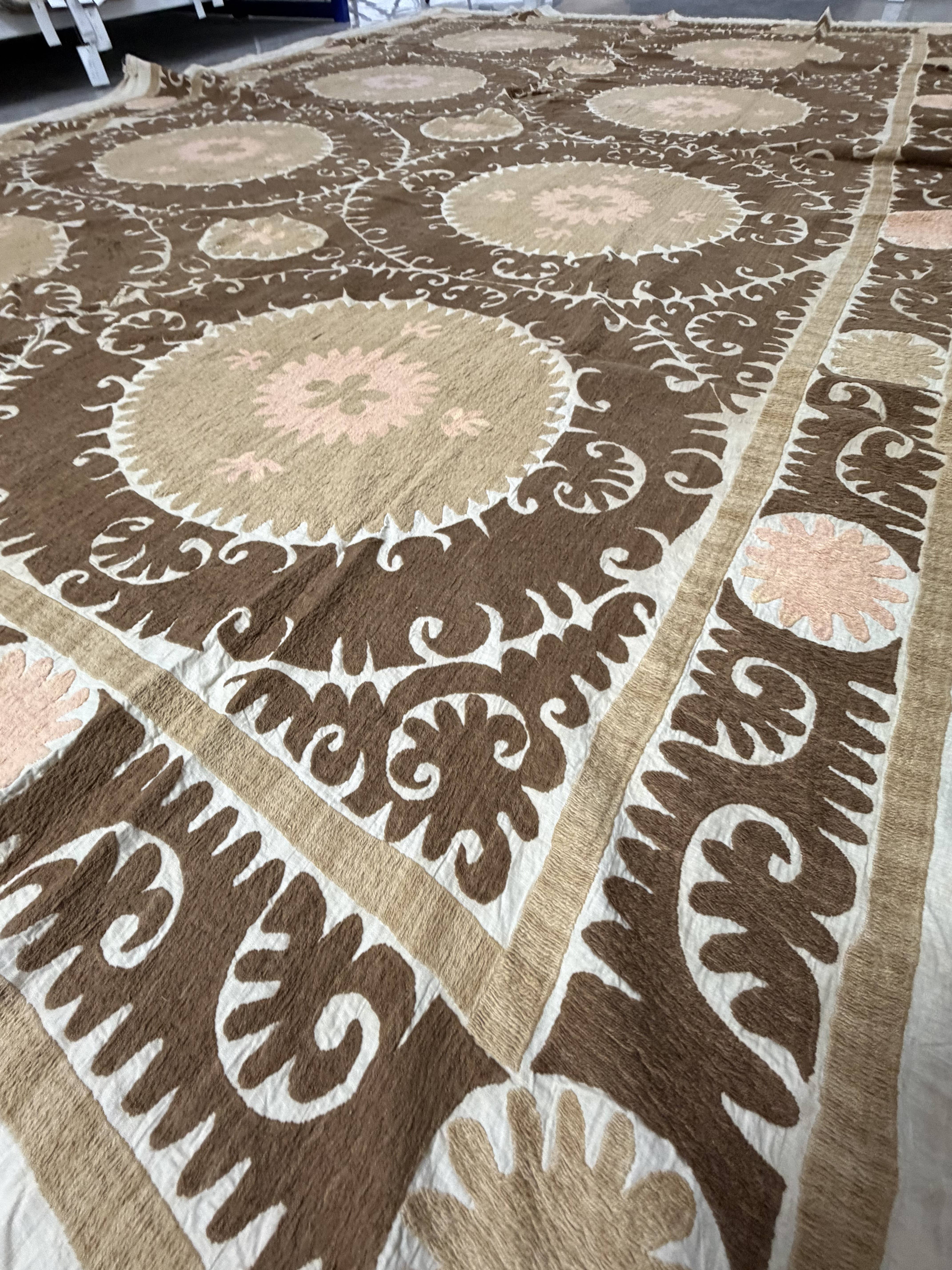 Hand-Embroidered Suzani Wall Hanging & Bedspread 7'5'' x 12'2''