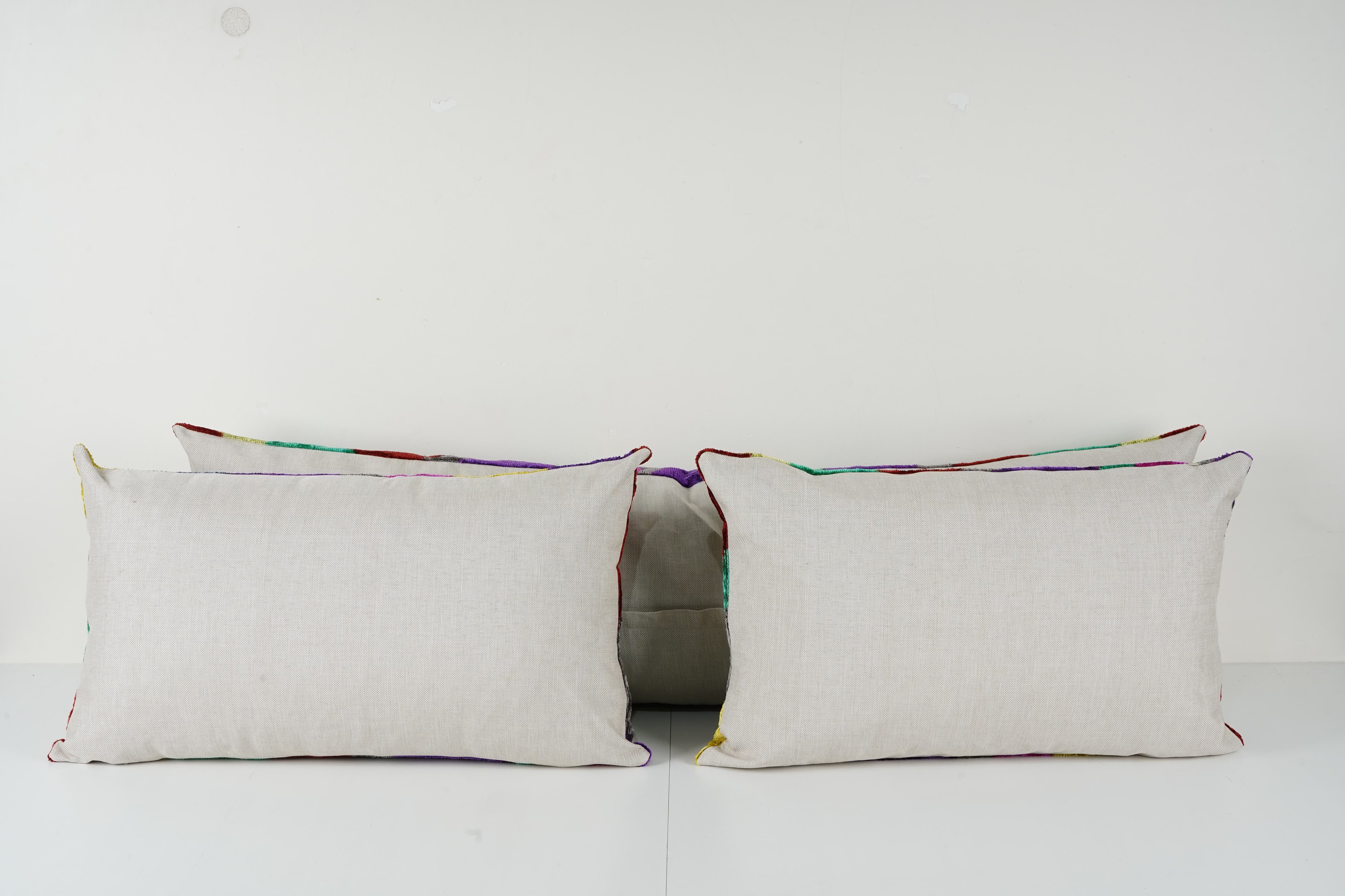 Silk Ikat Velvet Pillow Cover Set of 3 | 16'' x 24''