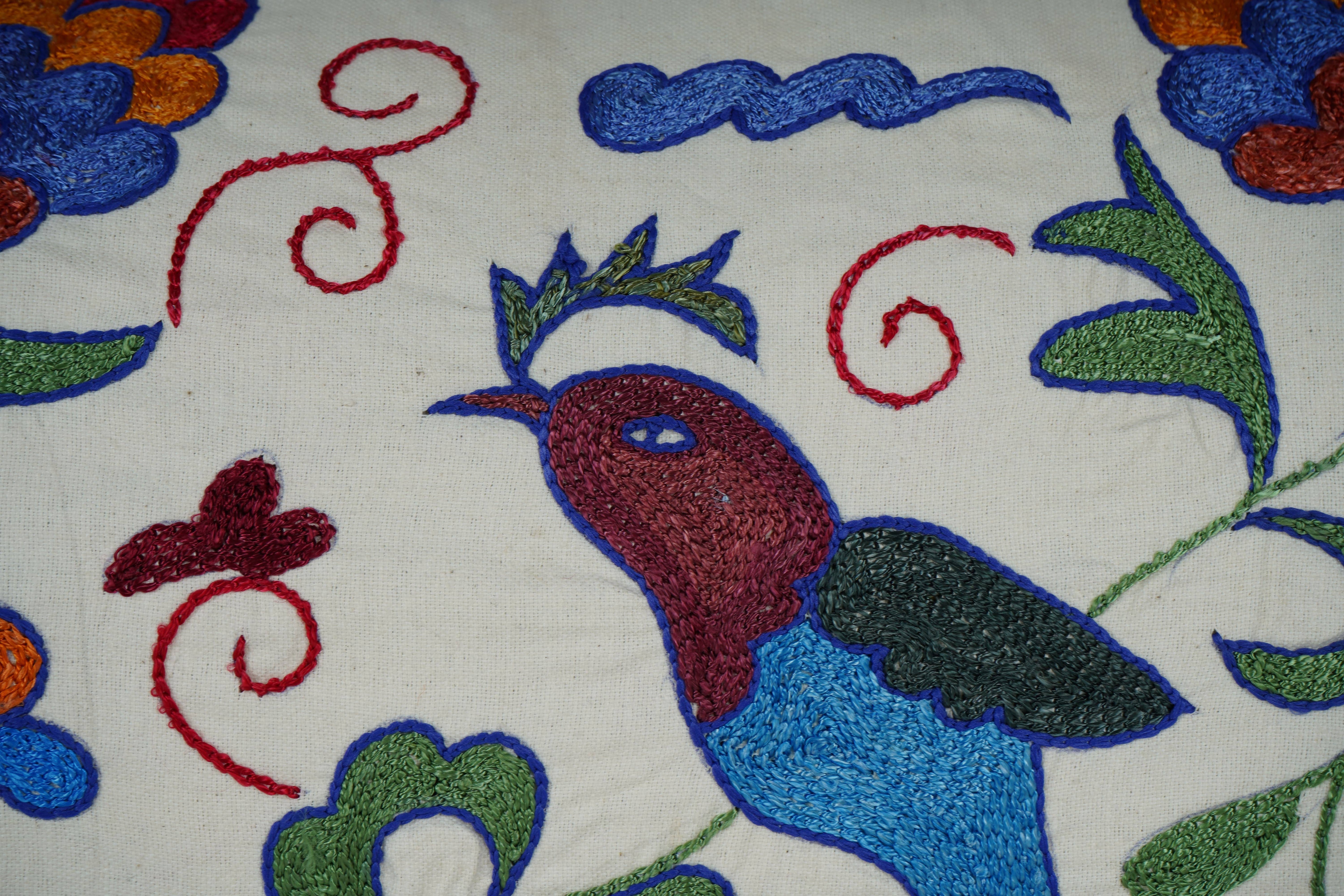 Bird Suzani Bedding Pillow Cover | 16'' x 34''