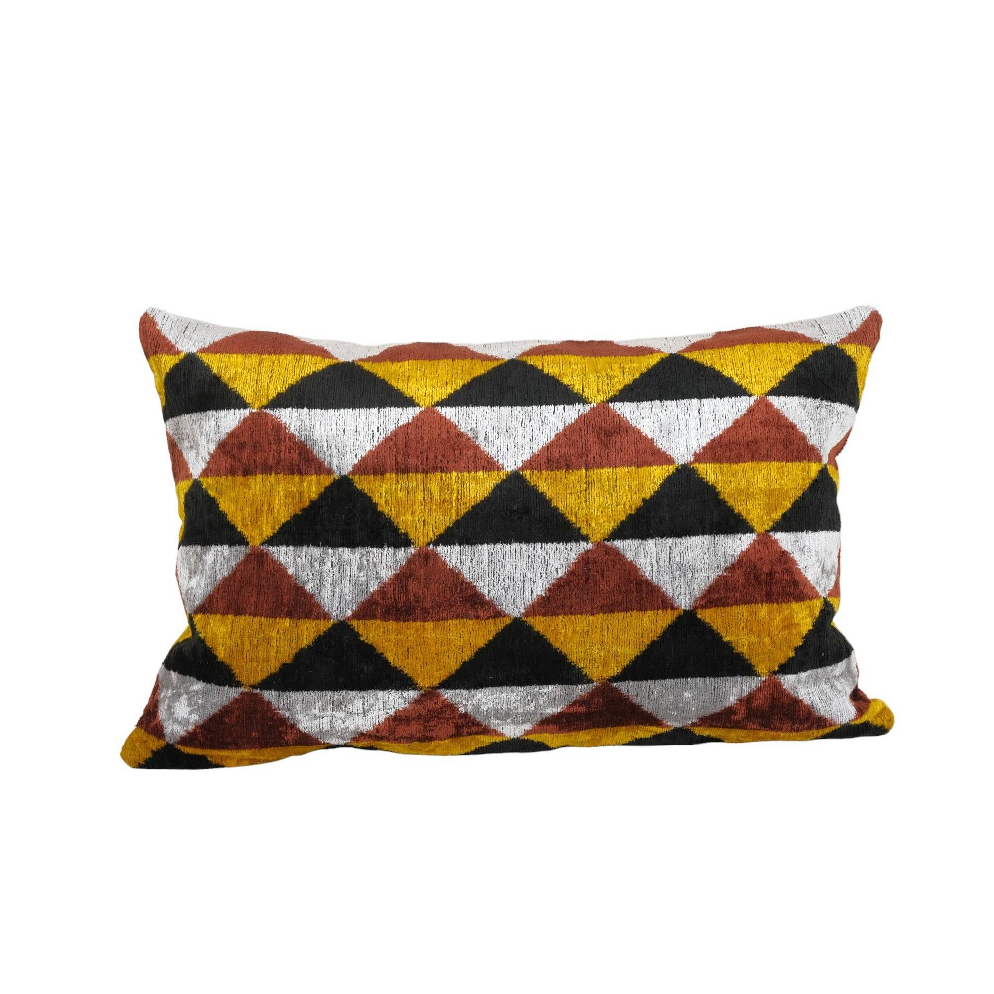 Silk Ikat Velvet Pillow Cover Set of 2 | 16'' x 24''