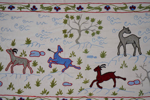 Horse Silk Suzani Wall Hanging & Bedspread 1'8'' x 6'1''