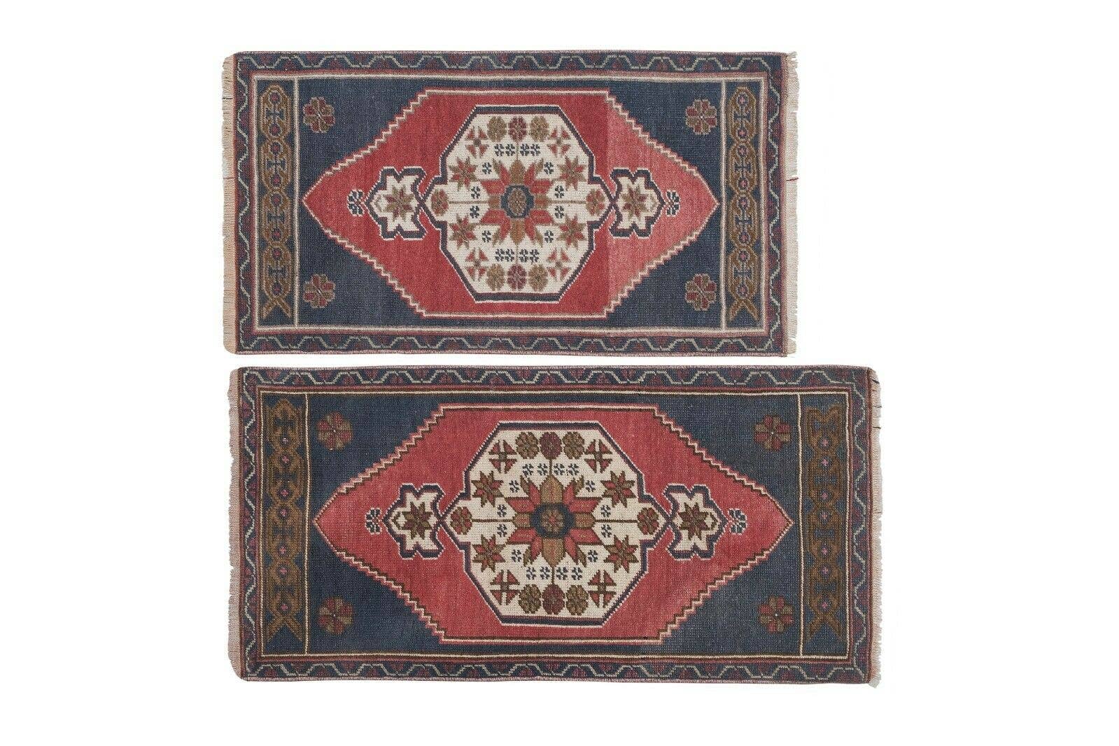 Vintage Turkish Yastik Rugs Set of 2 | 22'' x 38''