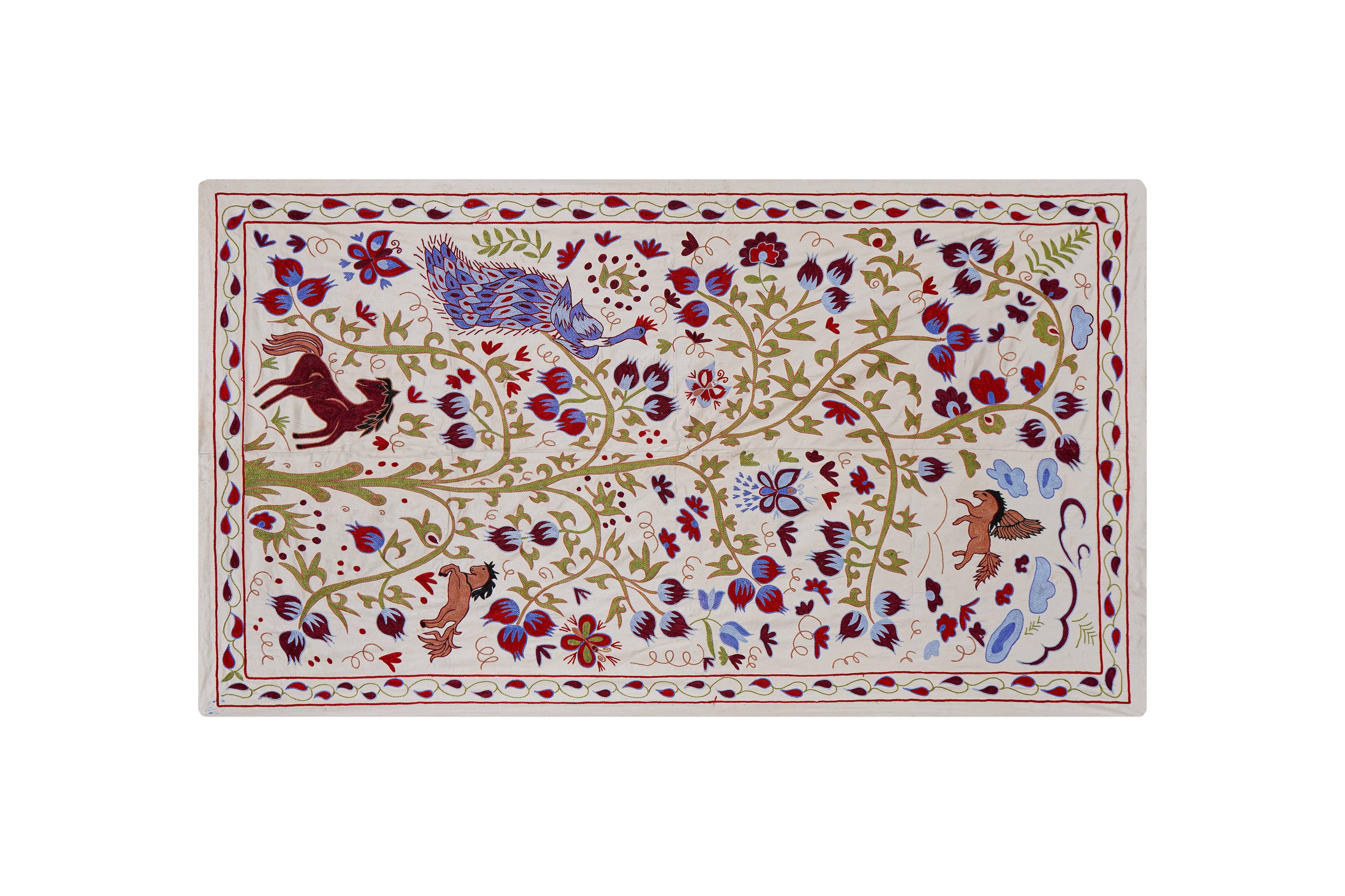 Peacock Suzani Wall Hanging & Bedspread | 3'6'' x 6'