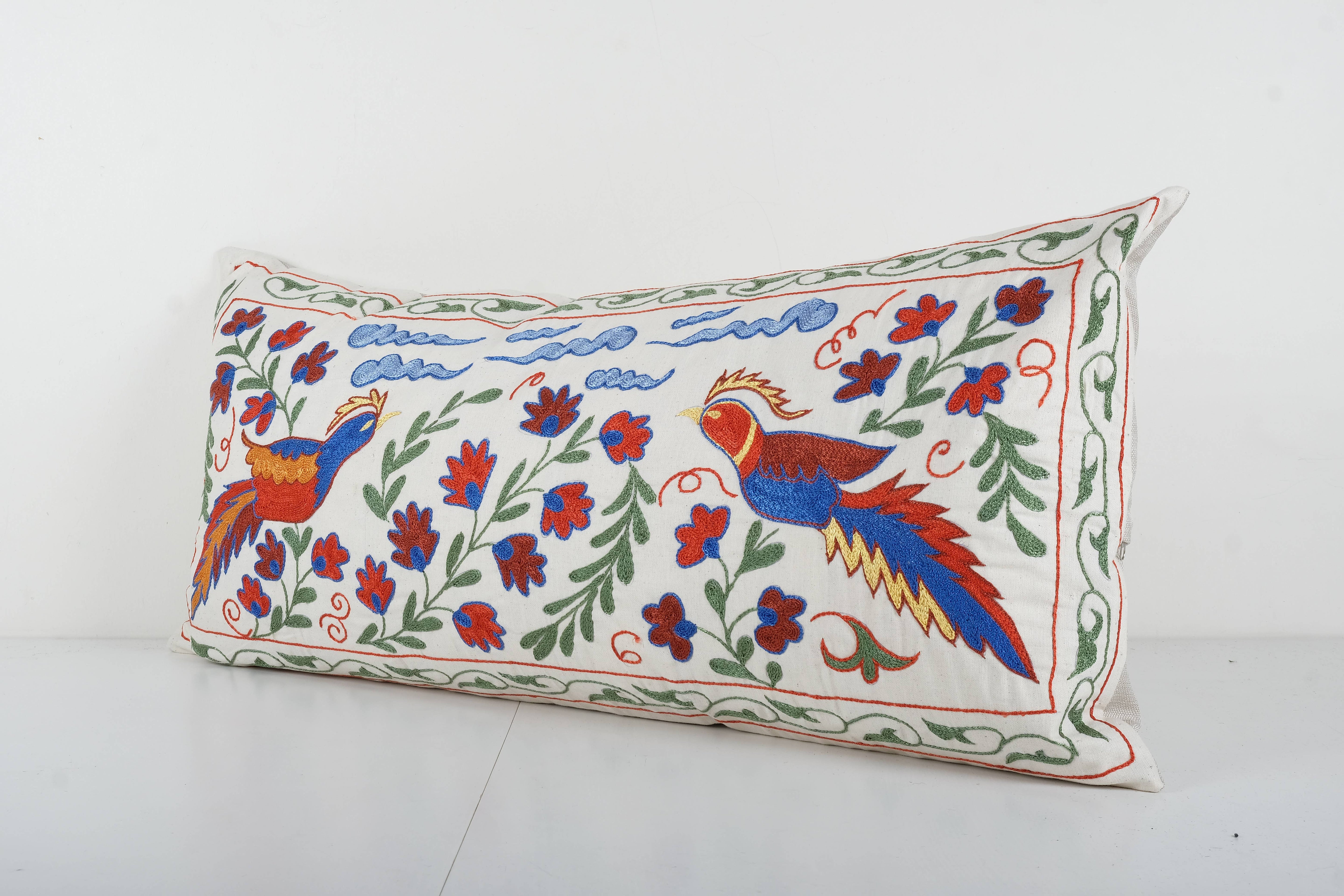 Bird Suzani Bedding Pillow Cover | 18'' x 35''