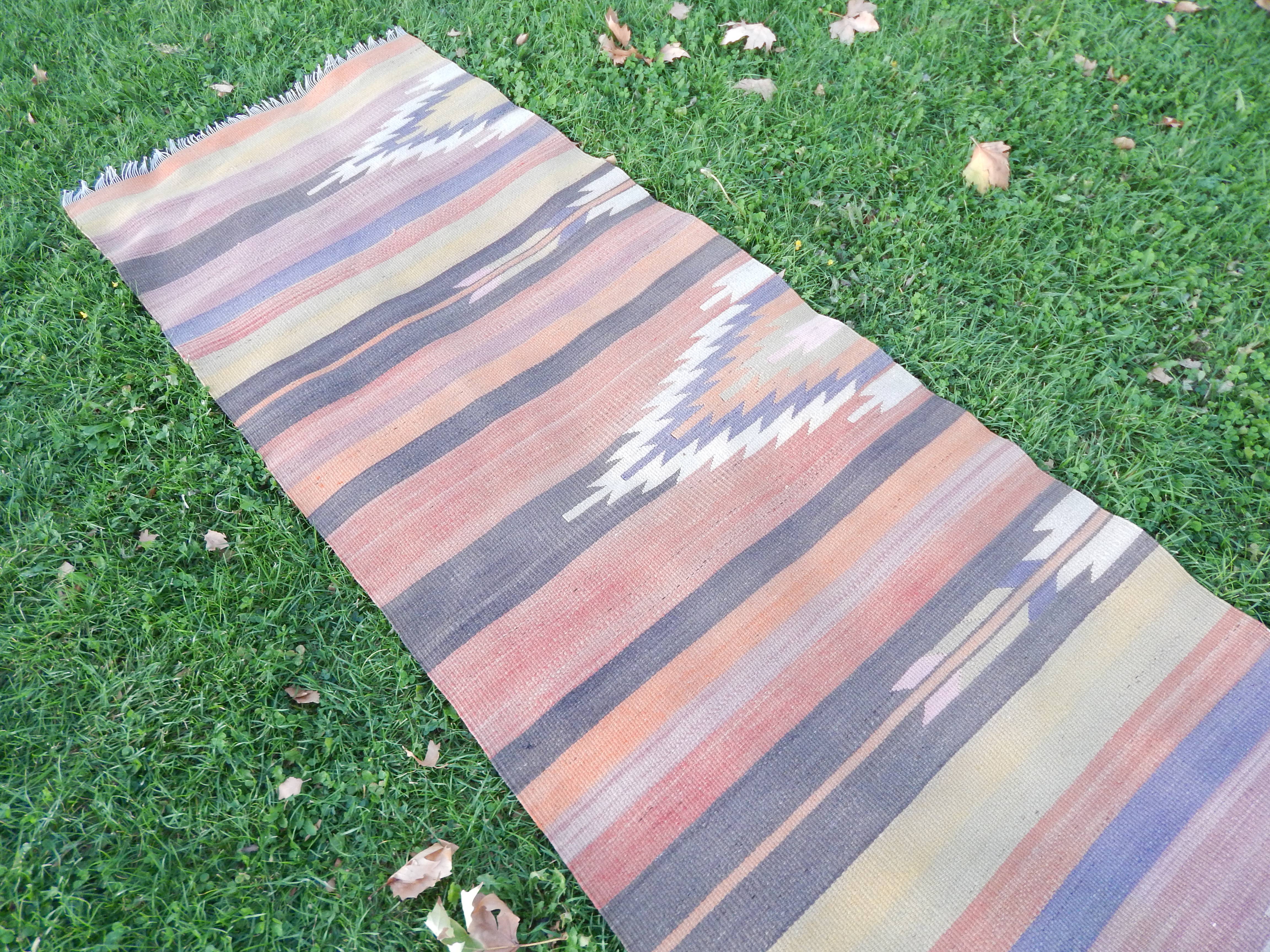 Vintage Turkish Kilim Runner 2'7'' x 7'8''