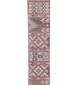 Vintage Turkish Kilim Runner 2'4'' x 23'4''