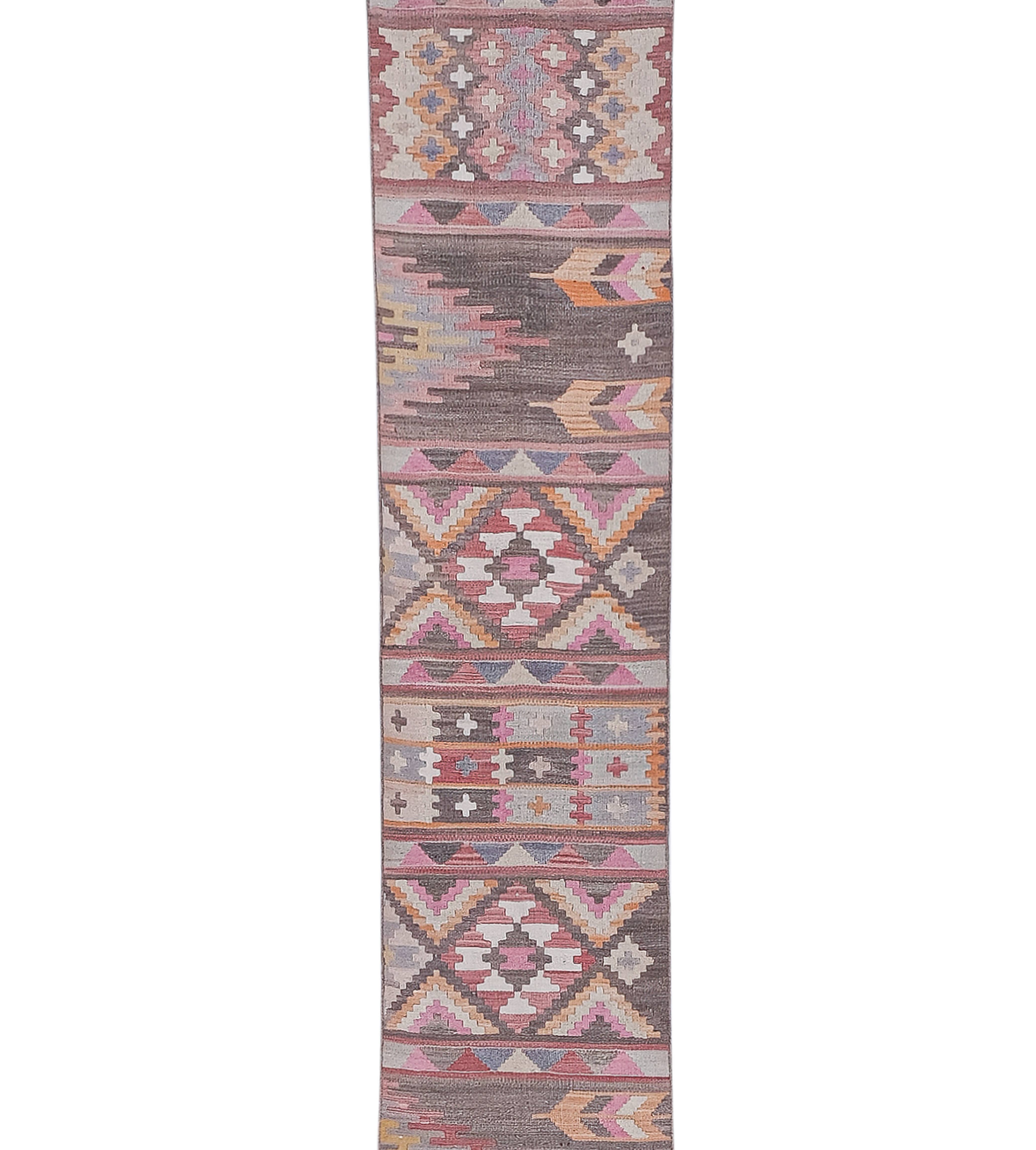 Vintage Turkish Kilim Runner 2'4'' x 23'4''