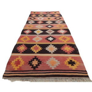 Vintage Turkish Kilim Runner 4'2'' x 9'4''