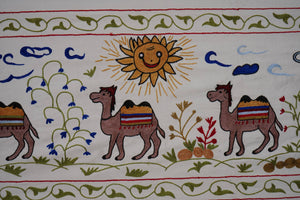 Camel Silk Suzani Wall Hanging & Bedspread 1'8'' x 6'3''