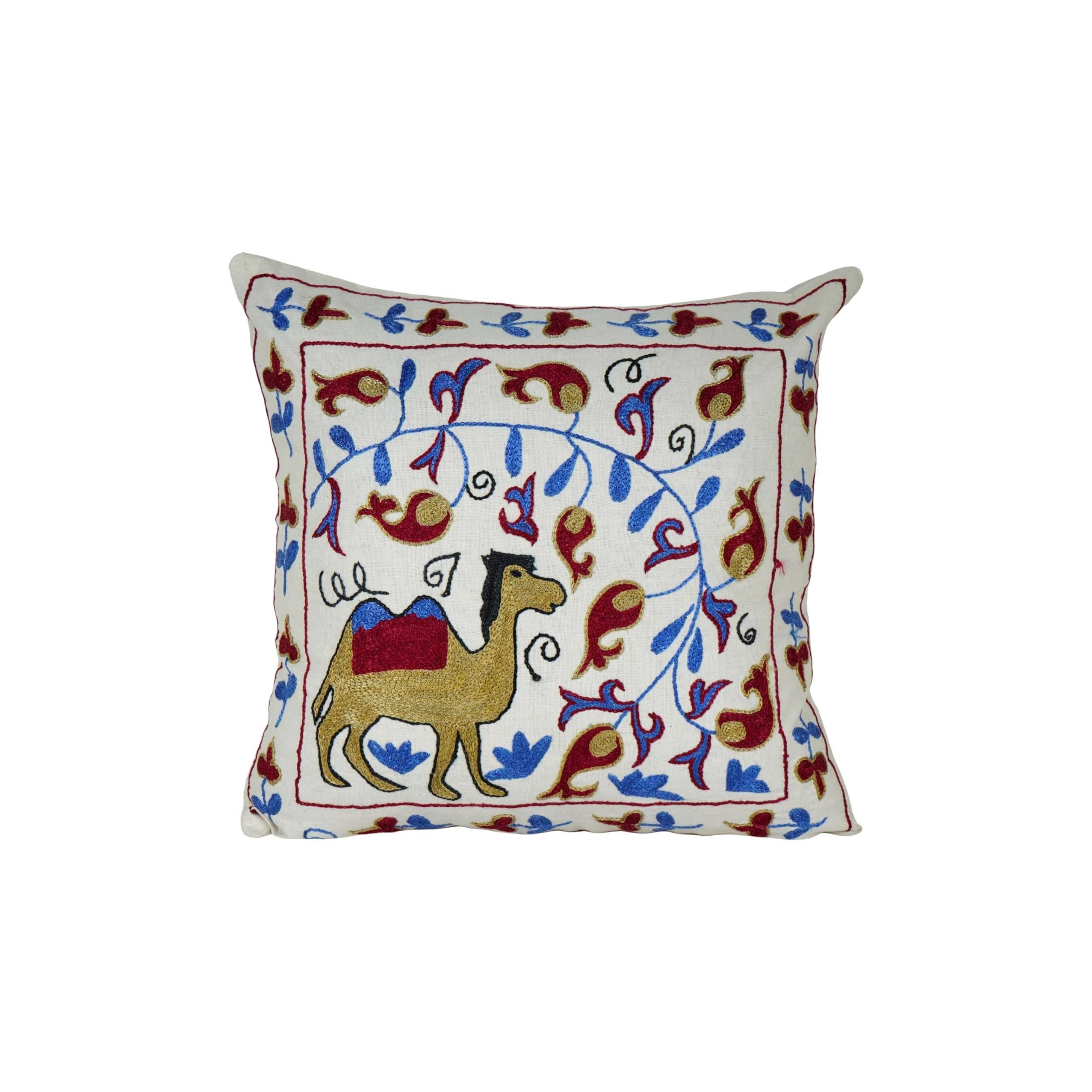 Camel Suzani Pillow Cover | 18'' x 18''